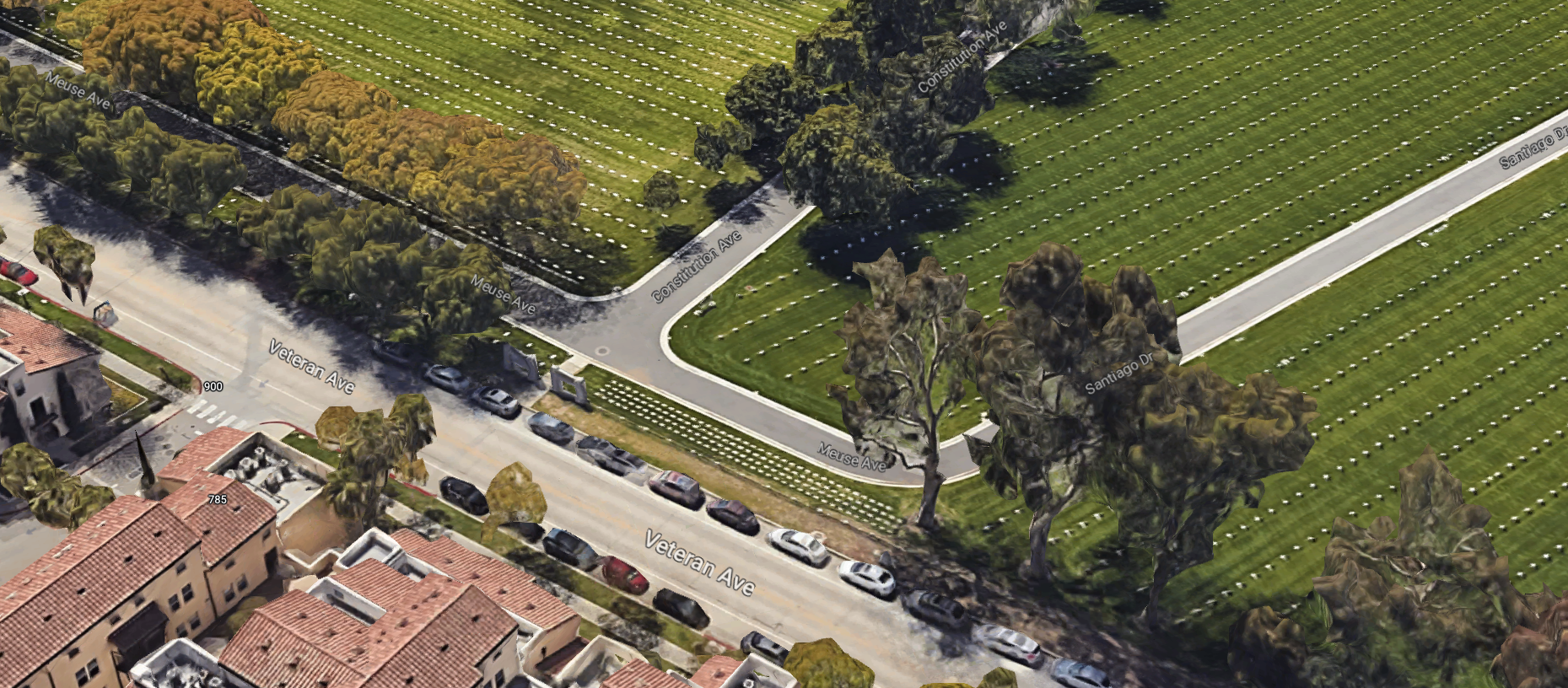 Constitution Ave through the Los Angeles National Cemetery