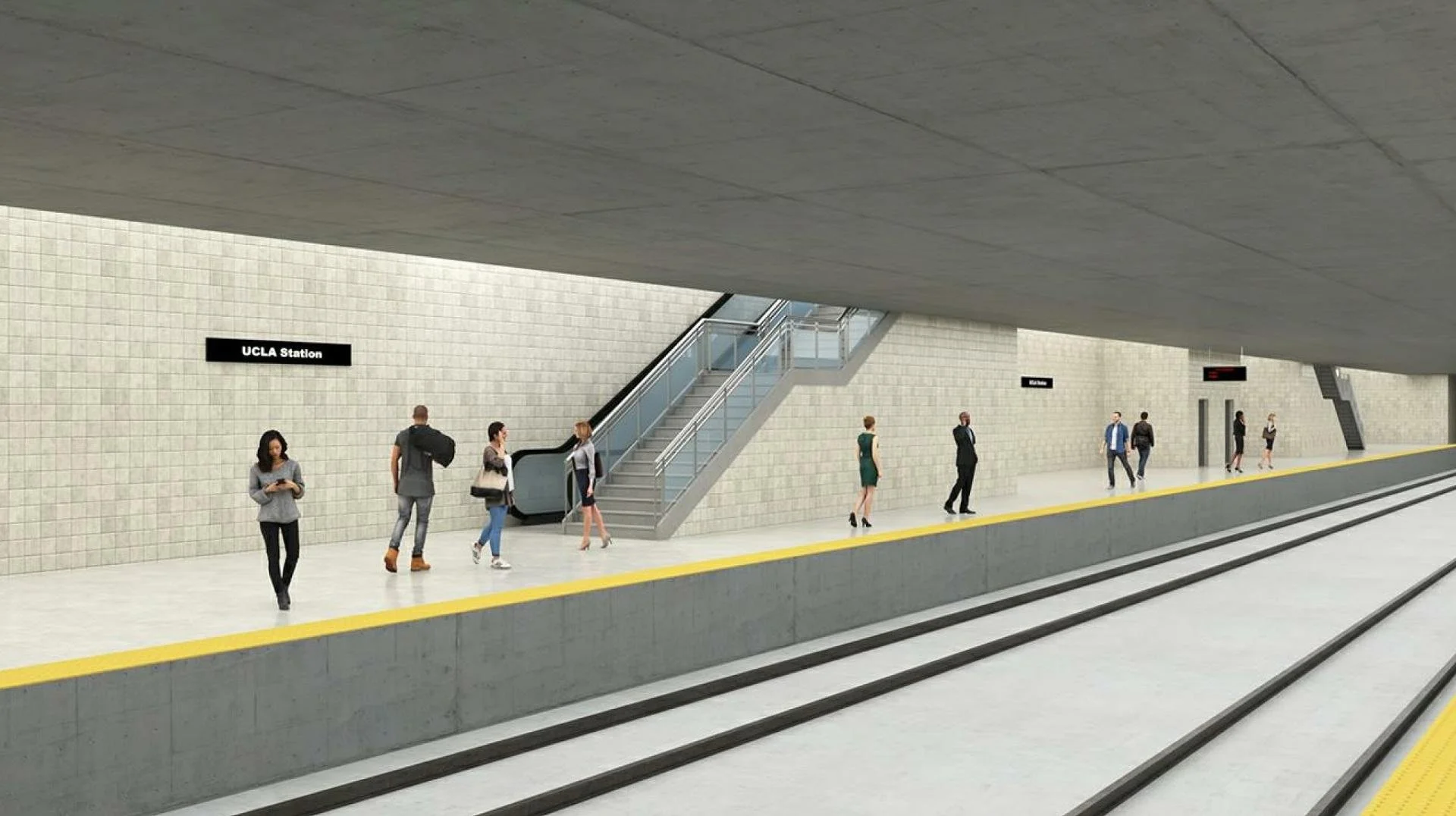 Rendering of a heavy-rail station platform at UCLA